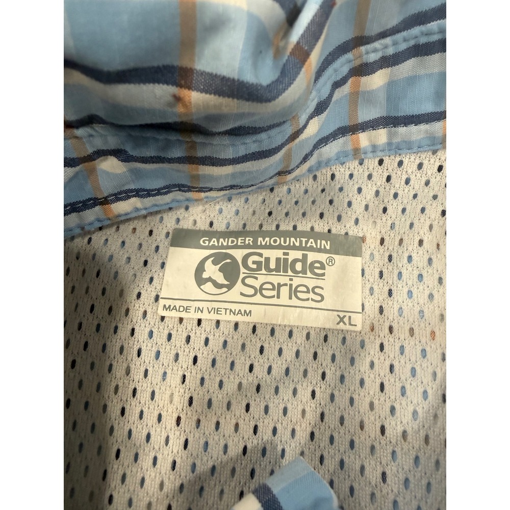 Gander Mountain Guide Series Mens XL Blue Plaid Fishing Shirt Long Sleeve Vented - Picture 4 of 10